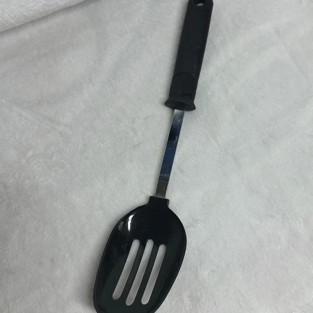 EKCO Slotted Spoon Black Excellent Nylon Stainless‎ Steel Heat Resistant Vntg